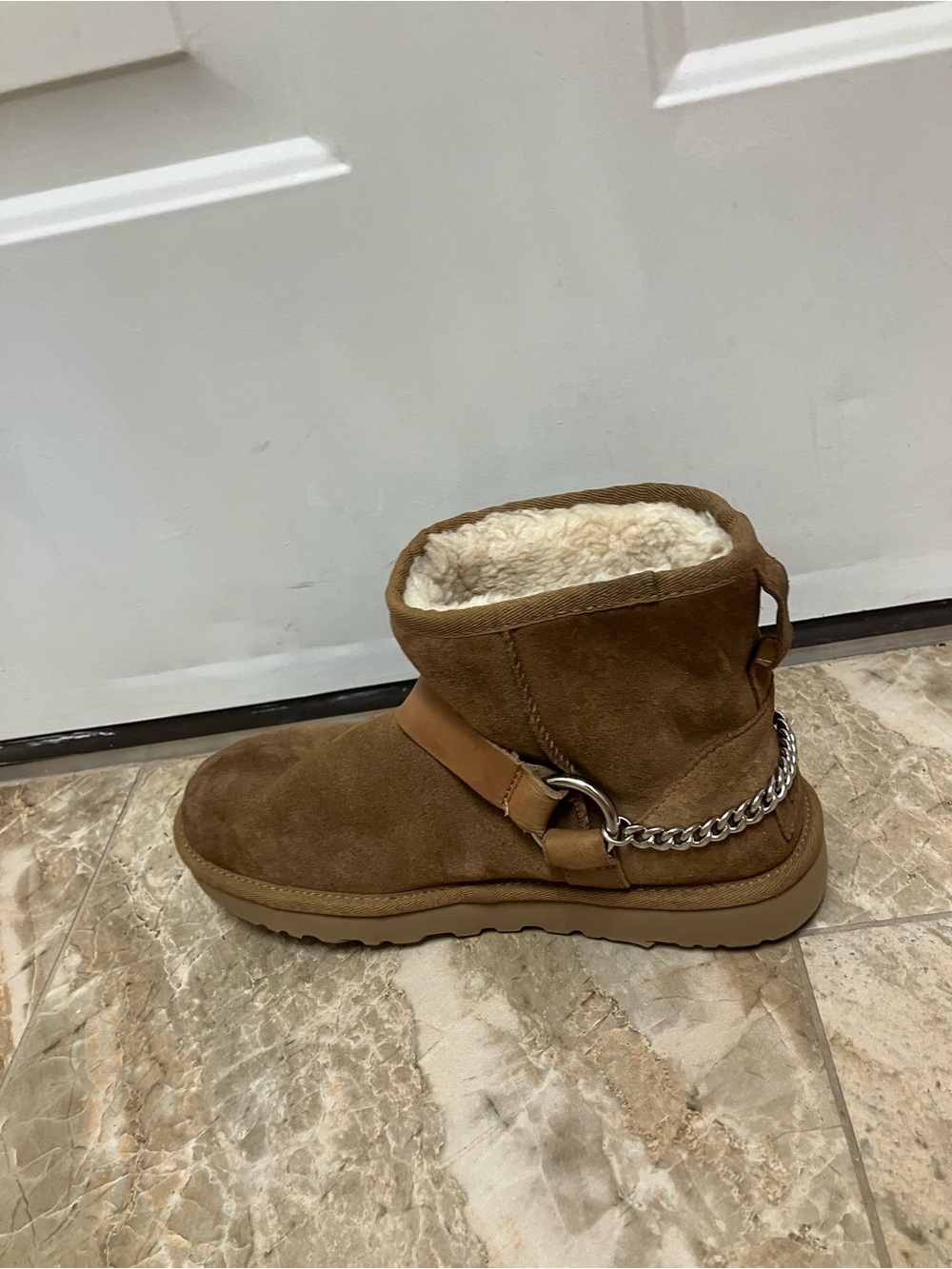 UGG Women’s Classic Mini Chains Chestnut Suede Boots - Picture 5 of 10